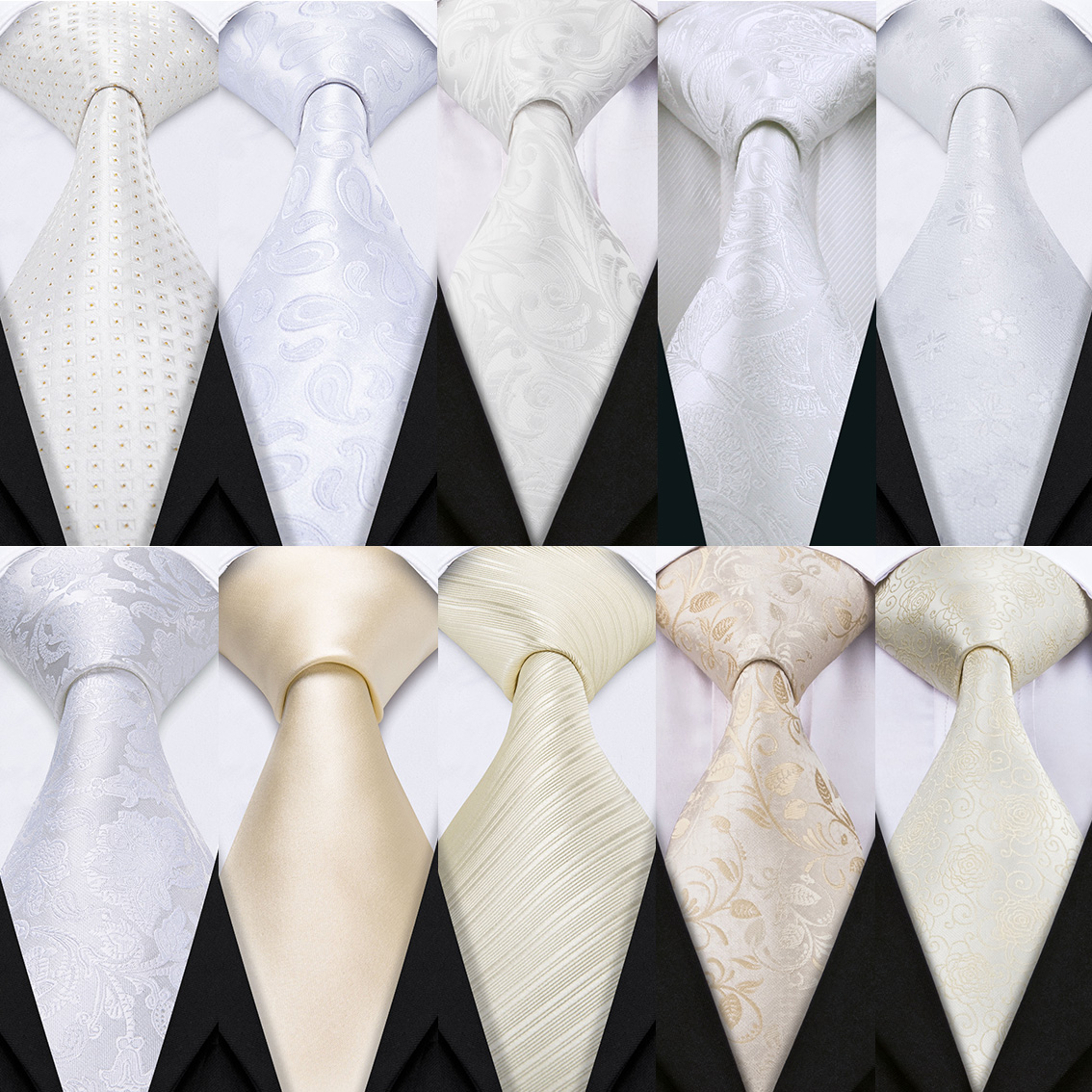 Fashion White Mens Wedding Tie - Men'S Grooming Set Gift 评论和价格
