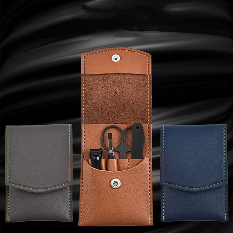 4pcs Manicure Pedicure Set Fin - Mens Grooming Kit Case 评论和价格