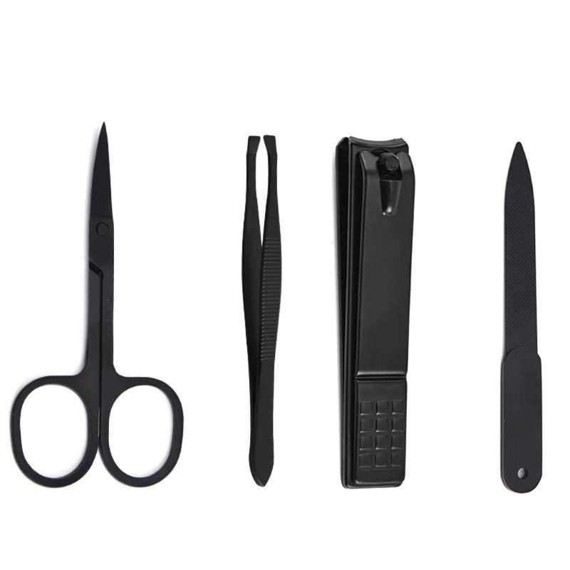 4pcs Manicure Pedicure Set Fin - Mens Grooming Kit Case 评论和价格