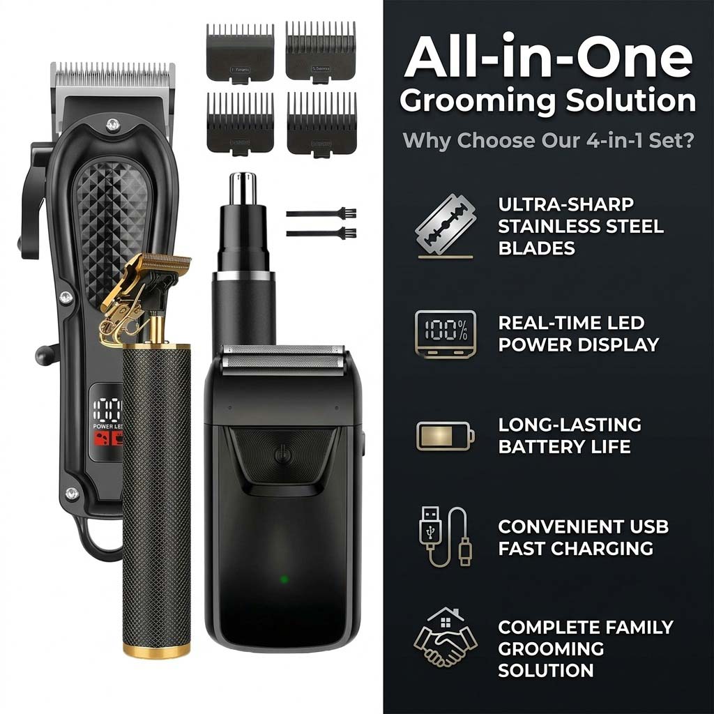 4 in 1 Men's Hair Clipper Set, - Beard Trimmer Cordless 评论和价格