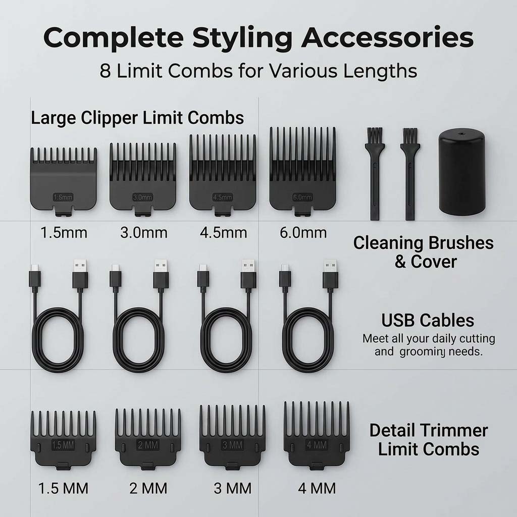 4 in 1 Men's Hair Clipper Set, - Beard Trimmer Cordless 评论和价格