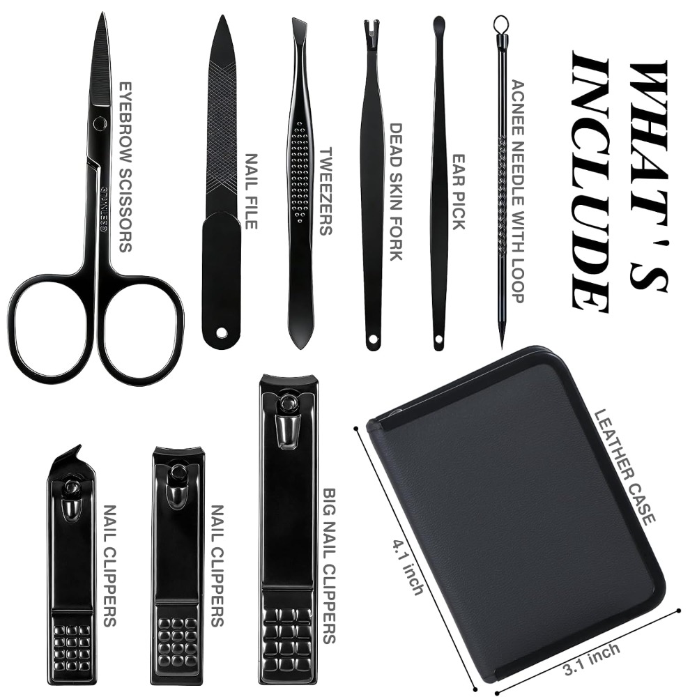 Professional Manicure Pedicure - Mens Grooming Kit Case 评论和价格