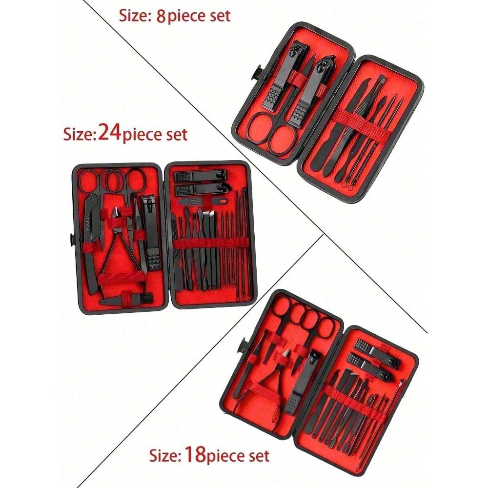 8/24pcs Professional Manicure  - Mens Grooming Kit Case 评论和价格