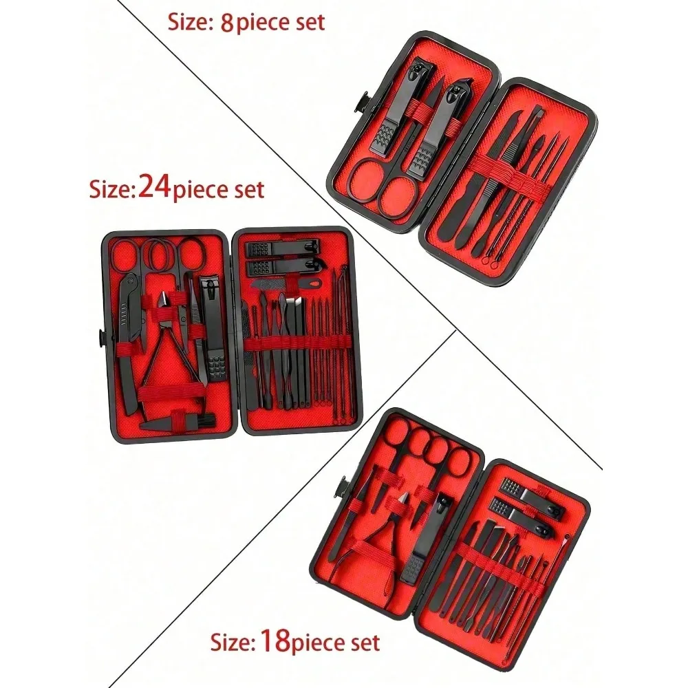 8/24pcs Professional Manicure  - Mens Grooming Kit Case 评论和价格