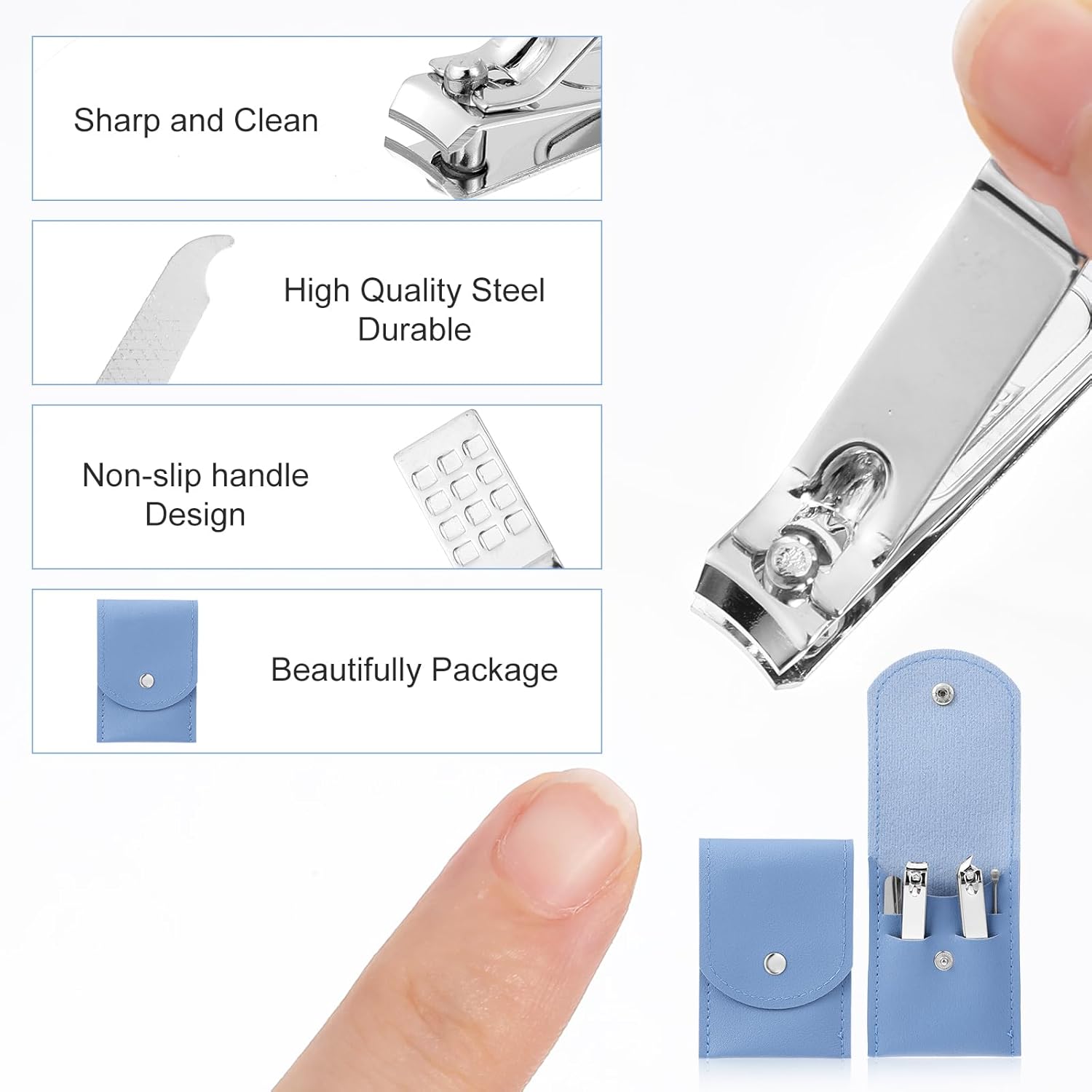 4 Pieces Nail Clipper Set, Sta - Mens Grooming Kit Case 评论和价格