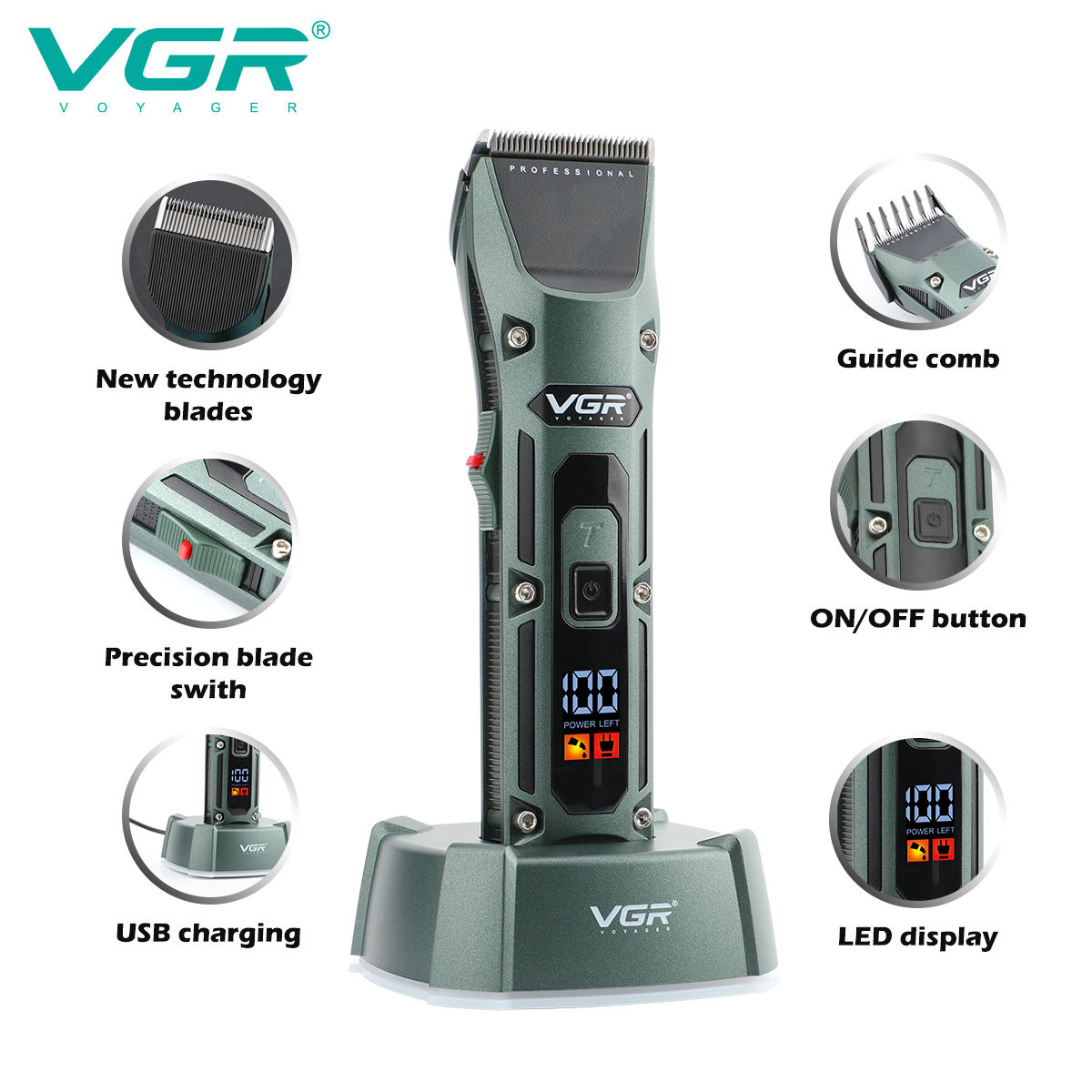 VGR V-696 New metal Popular Sa - Hair Clipper Professional 评论和价格
